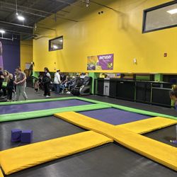 Get Air Albany - the only seating in the trampoline room