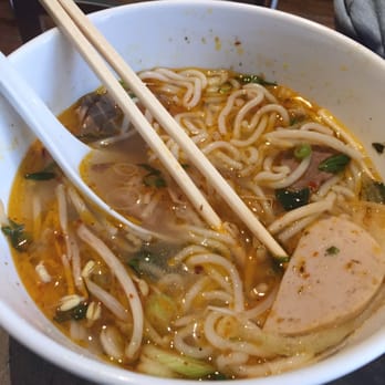 Noodle King - Bun Bo Hue. This spicy soup with spaghetti-like noodles was flavorful and tasted great. Again, took photo after I started eating - Vietnamese Near Me - Lancaster, Pennsylvania