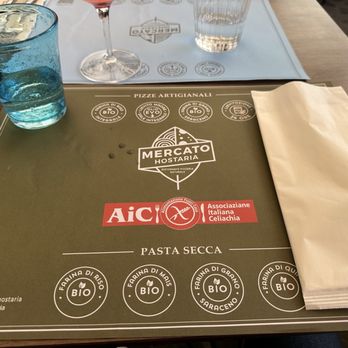Mercato Hostaria - Gluten free placemat, glass, and silverware and napkin - Pizza Near Me - Rome, RM Mercato Hostaria - Gluten free placemat, glass, and silverware and napkin - Pizza Near Me - Rome, RM