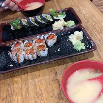 Sushi Station - Veggie sushi(top), crunchy tuna (middle) and miso soup - Sushi Bars Near Me - Webster Groves, Missouri Sushi Station - Veggie sushi(top), crunchy tuna (middle) and miso soup - Sushi Bars Near Me - Webster Groves, Missouri