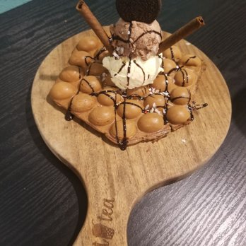 Just Tea - Coffee Egg Puff with chocolate and vanilla bean ice cream - Bubble Tea Near Me - Portland, Oregon Just Tea - Coffee Egg Puff with chocolate and vanilla bean ice cream - Bubble Tea Near Me - Portland, Oregon