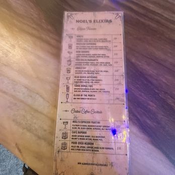 Noel's Coffee & Apothecary - Menu as of 8.30.2026 - Cocktail Bars Near Me - Stateline, Nevada