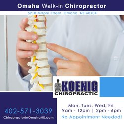 Koenig Chiropractic - Walk-in chiropractor near me in Omaha, Koenig chiropractic. Call: 402-571-3039. www.chiropractorinomahane.com