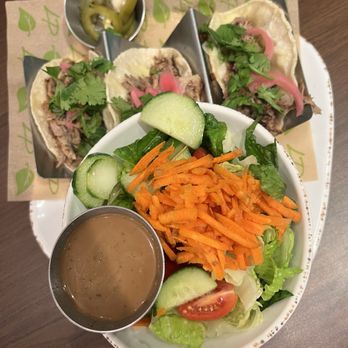 Lake Park Diner - Mojo braised pork tacos with a side salad -15.95 - Burgers Near Me - Naples, Florida Lake Park Diner - Mojo braised pork tacos with a side salad -15.95 - Burgers Near Me - Naples, Florida