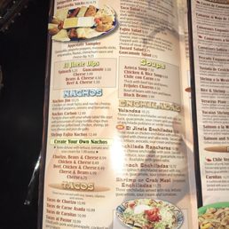 Menu as of January 2018