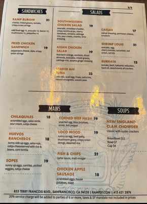 Menu photo 2 The Ramp Restaurant San Francisco, CA Menu photo 2 The Ramp Restaurant San Francisco, CA