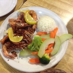 La Mojarra de Santa Ursula Coapa - Camarones al mojo bien presentados.