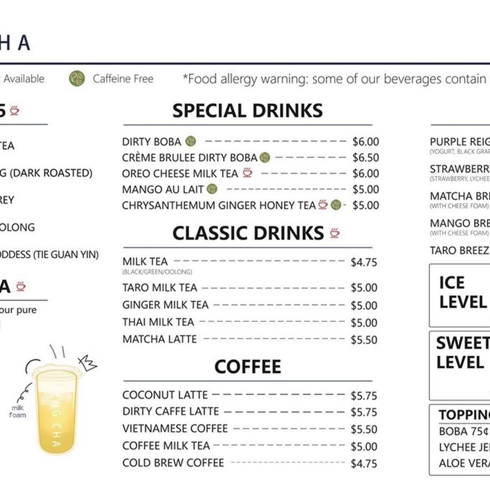 Feng Cha - Menu - Bubble Tea Near Me - Morrisville, North Carolina