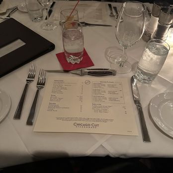 Chicago Cut Steakhouse - Menu and table setting - Steakhouses Near Me - Chicago, Illinois Chicago Cut Steakhouse - Menu and table setting - Steakhouses Near Me - Chicago, Illinois