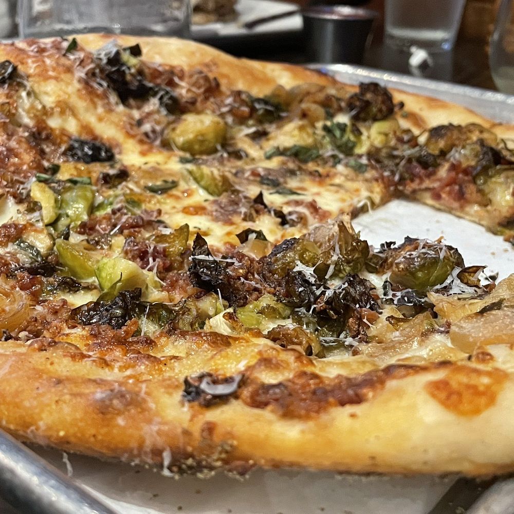 The Stillery - Brussel sprout pizza. It doesn't have any sauce, btw. - New American Near Me - Nashville, Tennessee The Stillery - Brussel sprout pizza. It doesn't have any sauce, btw. - New American Near Me - Nashville, Tennessee