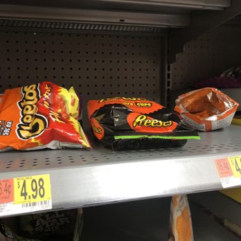 Walmart Supercenter - Random bag of goldfish and an OPEN bag of Cheetos. The  Reese's shouldn't be there - it's supposed to be Swedish fish. - Grocery Near Me - Dublin, Ohio