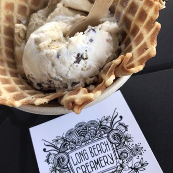 Long Beach Creamery - Burnt Caramel and another flavor I can't remember on vanilla waffle cup. - Ice Cream & Frozen Yogurt Near Me - Long Beach, California Long Beach Creamery - Burnt Caramel and another flavor I can't remember on vanilla waffle cup. - Ice Cream & Frozen Yogurt Near Me - Long Beach, California
