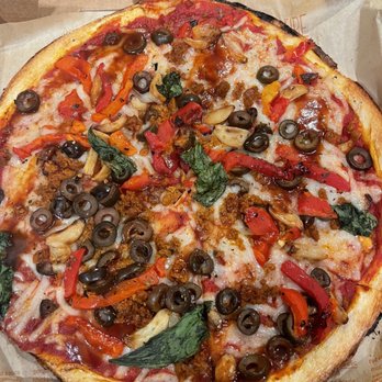 Blaze Pizza - 1 Top Pizza (11-inch) red sauce, vegan cheese, spicy vegan chorizo and veggies. - Salad Near Me - Royal Palm Beach, Florida