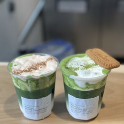 Left: Matcha Pumpkin Spice Right: Matcha Tiramisu