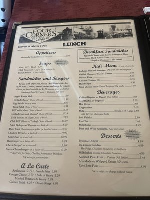 Menu photo 4 Four Corners Cafe Eden, NY
