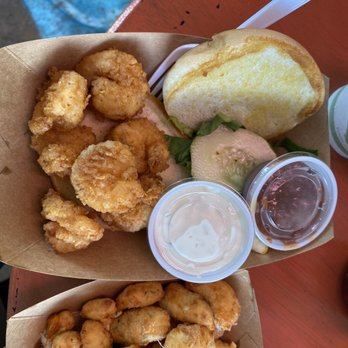 Fish Hut Grill - Shrimp burger and cheese curds - American Near Me - Emerald Isle, North Carolina