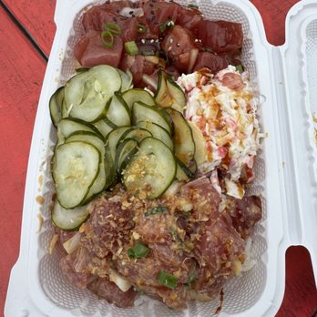 Ry’s Poke Shack - Big poke bowl with ahi. The garlic wave and kabayaki shoyu style. With crab salad added. - Seafood Near Me - Kahuku, Hawaii Ry’s Poke Shack - Big poke bowl with ahi. The garlic wave and kabayaki shoyu style. With crab salad added. - Seafood Near Me - Kahuku, Hawaii