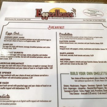 Eggcellence Brunchery - Menu - Breakfast & Brunch Near Me - Annapolis, Maryland