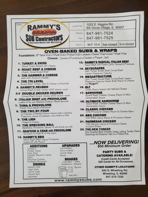 Menu photo 5 Rammy's SUB Contractors Elk Grove Village, IL