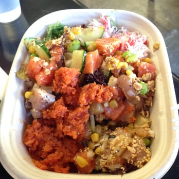 Poké Bar - Large poke bowl w salmon, spicy tuna, and seared albacore! - Seafood Near Me - Mountain View, California Poké Bar - Large poke bowl w salmon, spicy tuna, and seared albacore! - Seafood Near Me - Mountain View, California