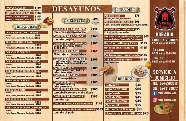 Menu photo 4 Yerik Desayunos Tijuana, BCN