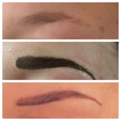 Theresa Lambert Permanent Cosmetics - Before, Immediately After, and Healed Hair Stroke Eyebrows