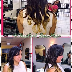 Partial weave installment with blonde ombréd tips & loose body curls.