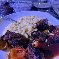 The Beacon - Steak tips with rice and sweet peppers