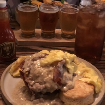 Yardbird - Biscuits and gravy with a flight of local IPA beers - Southern Near Me - Las Vegas, Nevada Yardbird - Biscuits and gravy with a flight of local IPA beers - Southern Near Me - Las Vegas, Nevada