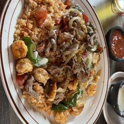 El Pedregal Mexican Restaurant - Shrimp, Steak and Rice! Very Yummy!
