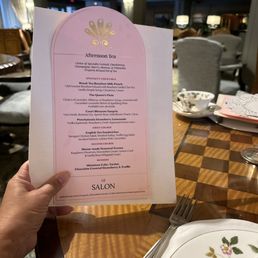 The menu for high tea The menu for high tea