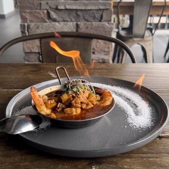 Marfil Bistro - The seafood on fire appetizer. It was delicious, and more filling than it looks. - Breakfast & Brunch Near Me - Doral, Florida Marfil Bistro - The seafood on fire appetizer. It was delicious, and more filling than it looks. - Breakfast & Brunch Near Me - Doral, Florida