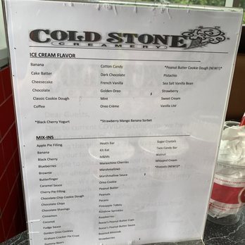 Cold Stone Creamery - Flavors as of 3/18/20 - Ice Cream & Frozen Yogurt Near Me - Modesto, California