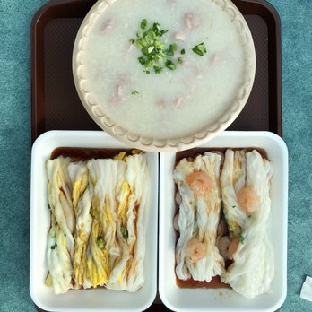 Oriental Porridge - congee with pork, egg rice noodle roll, shrimp rice noodle roll - Food Court Near Me - Markham, Ontario