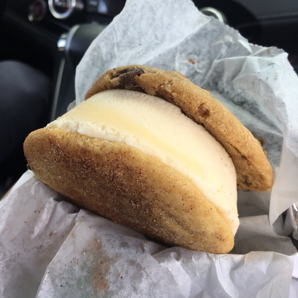 Tiffwich $3.00 (snickerdoodle & chocolate chip pecan cookies) Tiffwich $3.00 (snickerdoodle & chocolate chip pecan cookies)