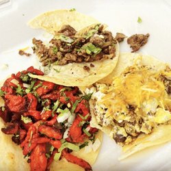 Nares Tacos - Breakfast asada, asada and pastor tacos.