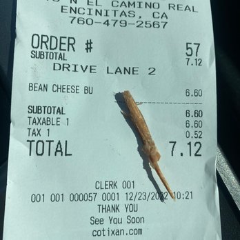 Cotixan Mexican Food - Wood found in my burrito - Mexican Near Me - Encinitas, California Cotixan Mexican Food - Wood found in my burrito - Mexican Near Me - Encinitas, California