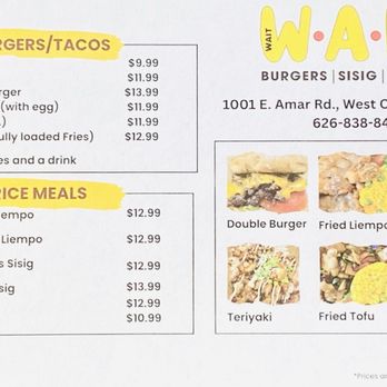 WAM Burger - Menu (May 2, 2026) - Burgers Near Me - West Covina, California
