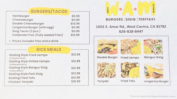 Menu photo 1 WAM Burger West Covina, CA