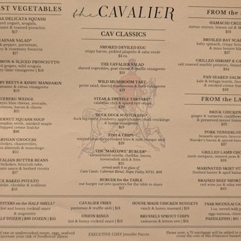 The Cavalier - 2026-01 food menu - New American Near Me - San Francisco, California