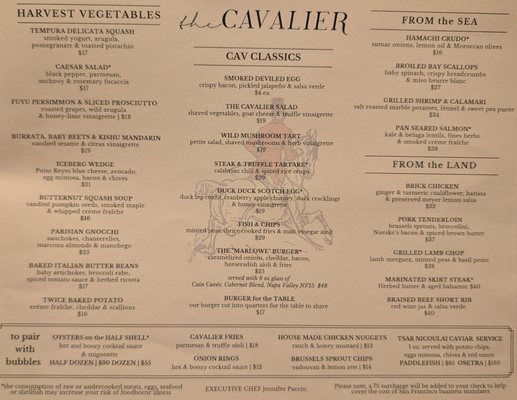 Menu photo 1 The Cavalier San Francisco, CA