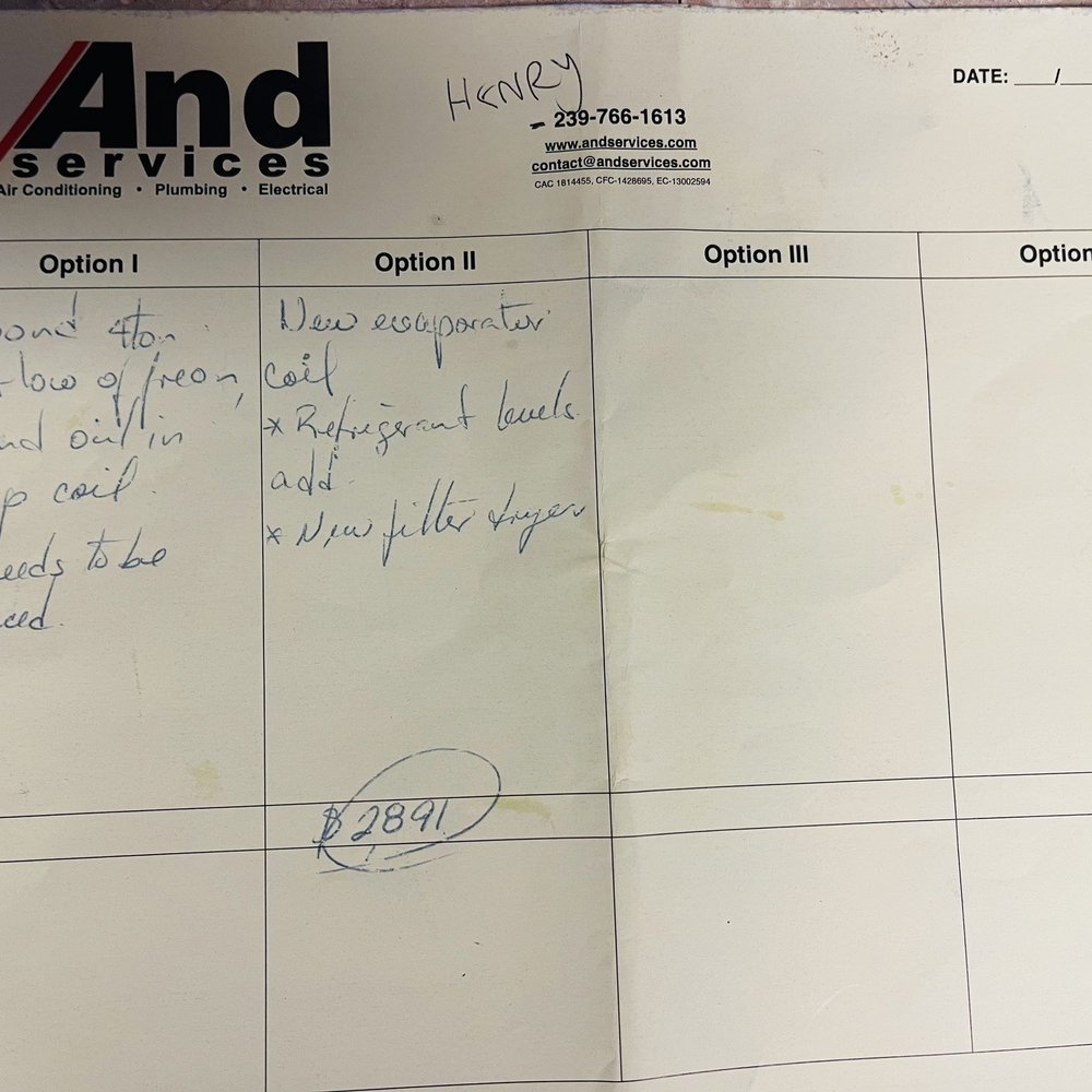 And Services - Invoice from AND Services - Heating & Air Conditioning/HVAC Near Me - Tampa, Florida