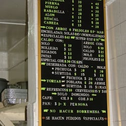 Mi Lupita - Precios del 2007, mismo menú.