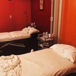 Allevia Spa - They opened the curtain so my friend and I could enjoy our facials together. I'm assuming this is where couples massages are done.