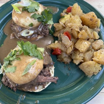 Candlelight - Barbacoa Eggs Benedict with potatoes. - Coffee & Tea Near Me - San Antonio, Texas Candlelight - Barbacoa Eggs Benedict with potatoes. - Coffee & Tea Near Me - San Antonio, Texas