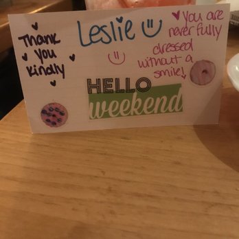 Sizzler - Cute thank you note we received. Leslie is an amazing server!! - Steakhouses Near Me - Los Alamitos, California Sizzler - Cute thank you note we received. Leslie is an amazing server!! - Steakhouses Near Me - Los Alamitos, California