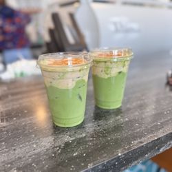 Banana cream with matcha