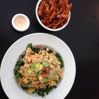 Veggie Grill by Next Level - Kale salad and sweet potato fries - Vegan Near Me - Seattle, Washington Veggie Grill by Next Level - Kale salad and sweet potato fries - Vegan Near Me - Seattle, Washington