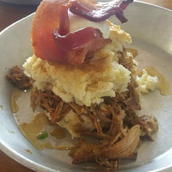 Biscuit Head - Pulled pork...pimento cheese...poached egg...bacon. AMAZING! Spicy, sweet, juicy! - Bakeries Near Me - Asheville, North Carolina