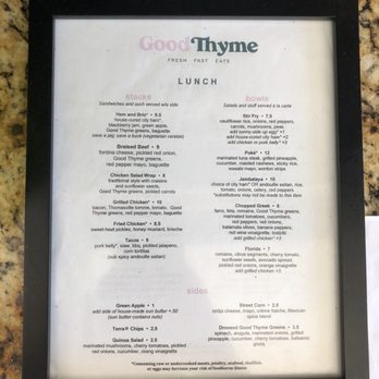 Good Thyme - Lunch Menu - New American Near Me - Lakeland, Florida